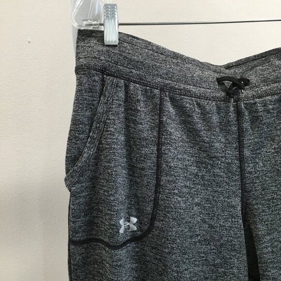 UNDER ARMOUR Black Gray Marled Drawstring Waist Pull On Jogger Pant - Picture 4 of 7